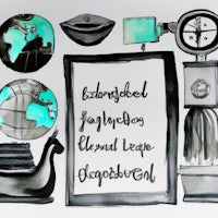 a black and white drawing of a clock, a clock, a clock, and a clock